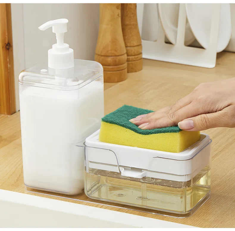 Kitchen Soap Dispenser with Sponge Holder