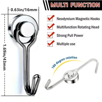 Ganchos Magnéticos de Serviço Pesado (16mm / 20mm, Neodímio, Tração Forte)