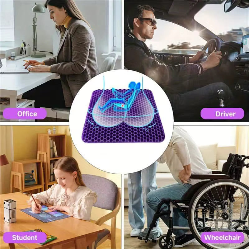 Breathable Honeycomb Gel Seat Cushion – Orthopedic Ultra-Comfort Chair Pad – Cooling Gel Pressure Relief