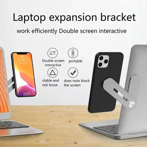 Suporte Magnético de Expansão para Portátil – Clipe para Telefone de Montagem Lateral para Ecrã Duplo