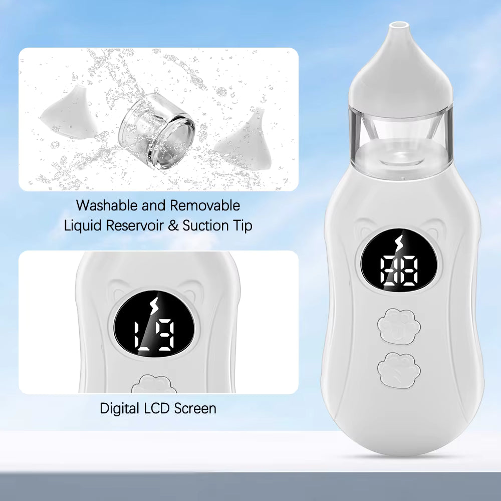 Aspirador Nasal Elétrico para Bebés – Sucção Ajustável em 9 Níveis – Limpa Nariz Recarregável para Recém-Nascidos com Pontas de Silicone de Grau Alimentar