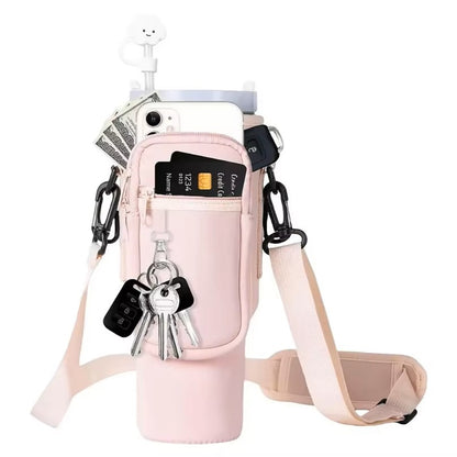 Bolsa Porta-Garrafa de Água com Alça de Ombro Ajustável – Bolsa Suporte de Garrafa de Água Isolada para Garrafas de 500ml-1500ml, Viagem e Ginásio