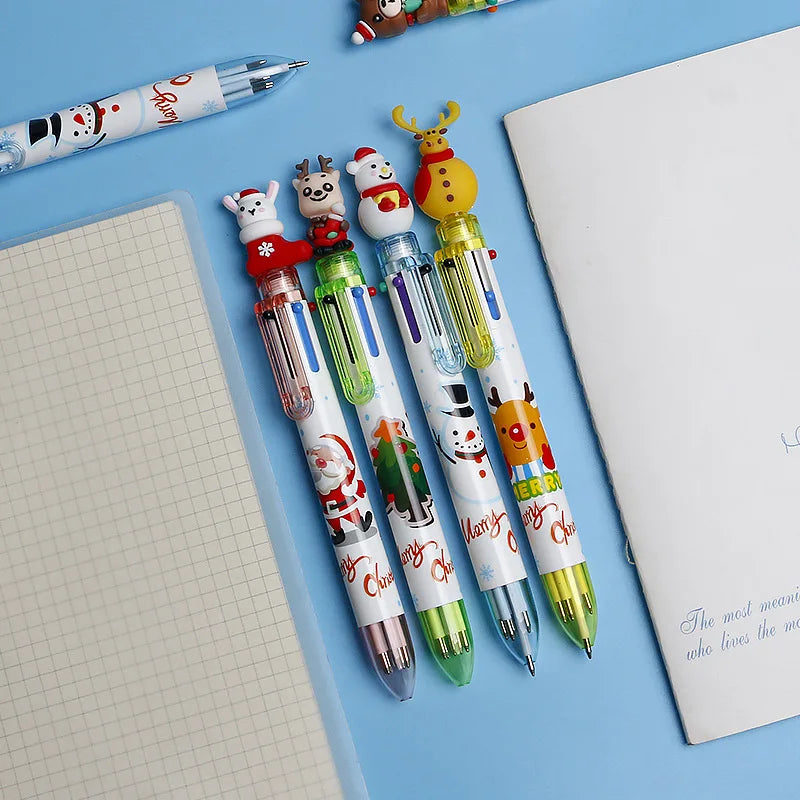 Juego de 6 bolígrafos navideños – Bolígrafos de Papá Noel y dibujos animados festivos