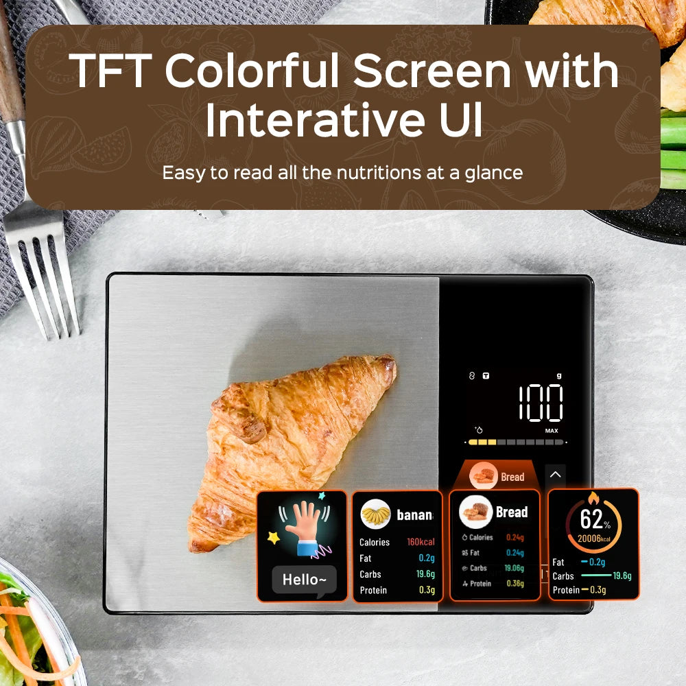 Balança de Cozinha Smart Nutrition – Balança Alimentar em Aço Inoxidável com Aplicação