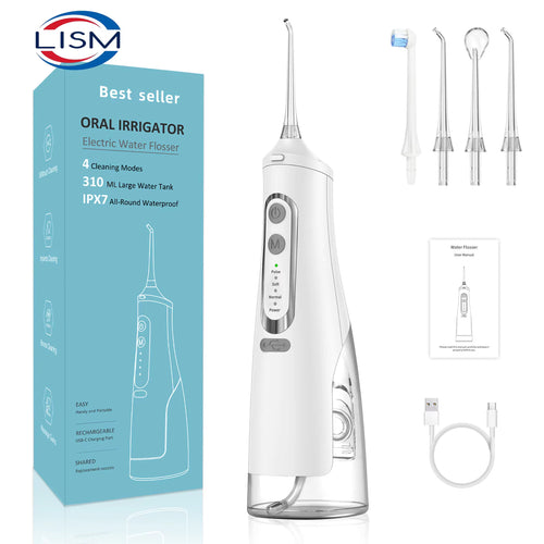 Portable Cordless Water Flosser – 310ml Large Water Tank Oral Irrigator – USB Rechargeable