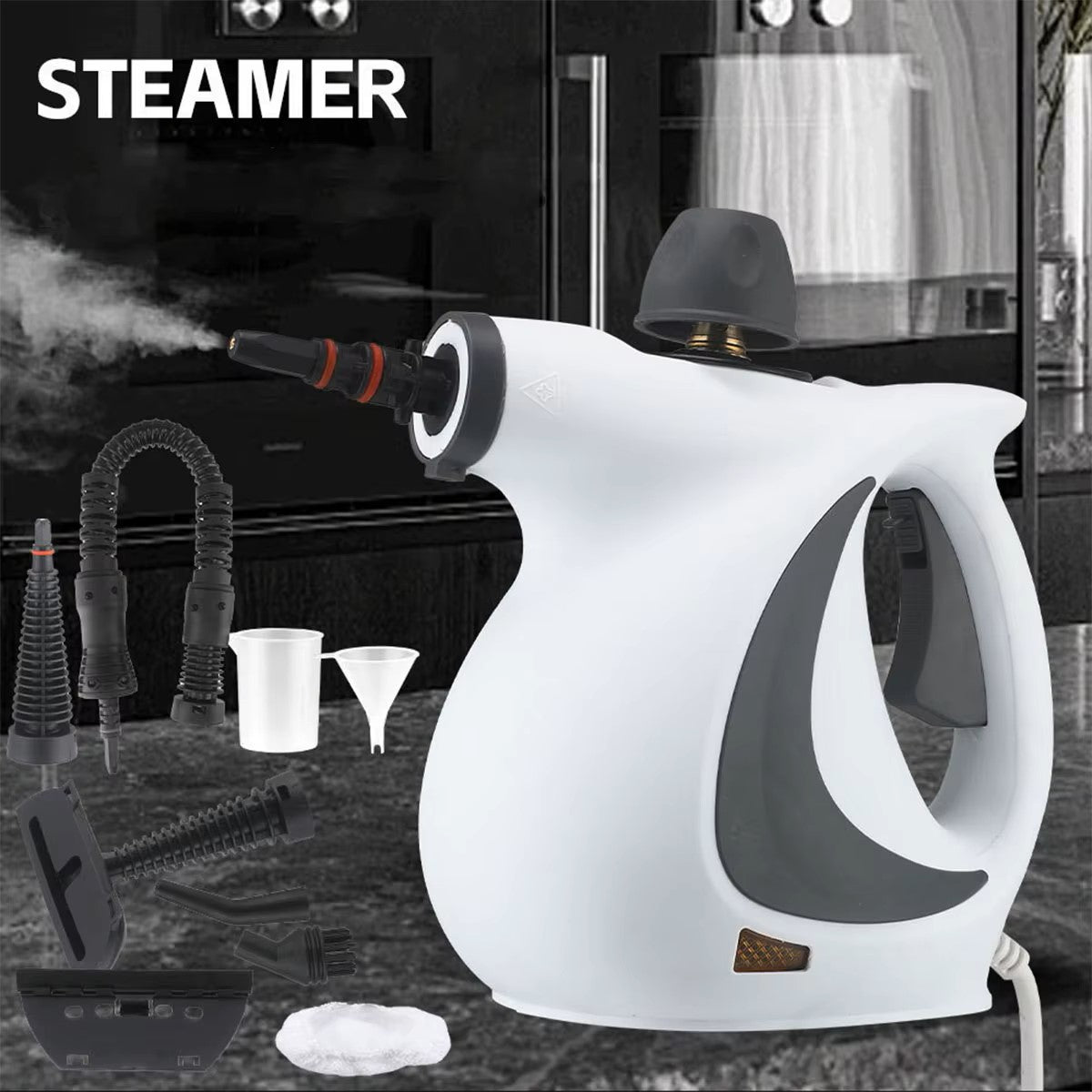 Limpiador a vapor de mano de alta presión de 2500 W – Vaporizador portátil de limpieza profunda para el hogar, la cocina, las juntas de azulejos y el detallado de automóviles