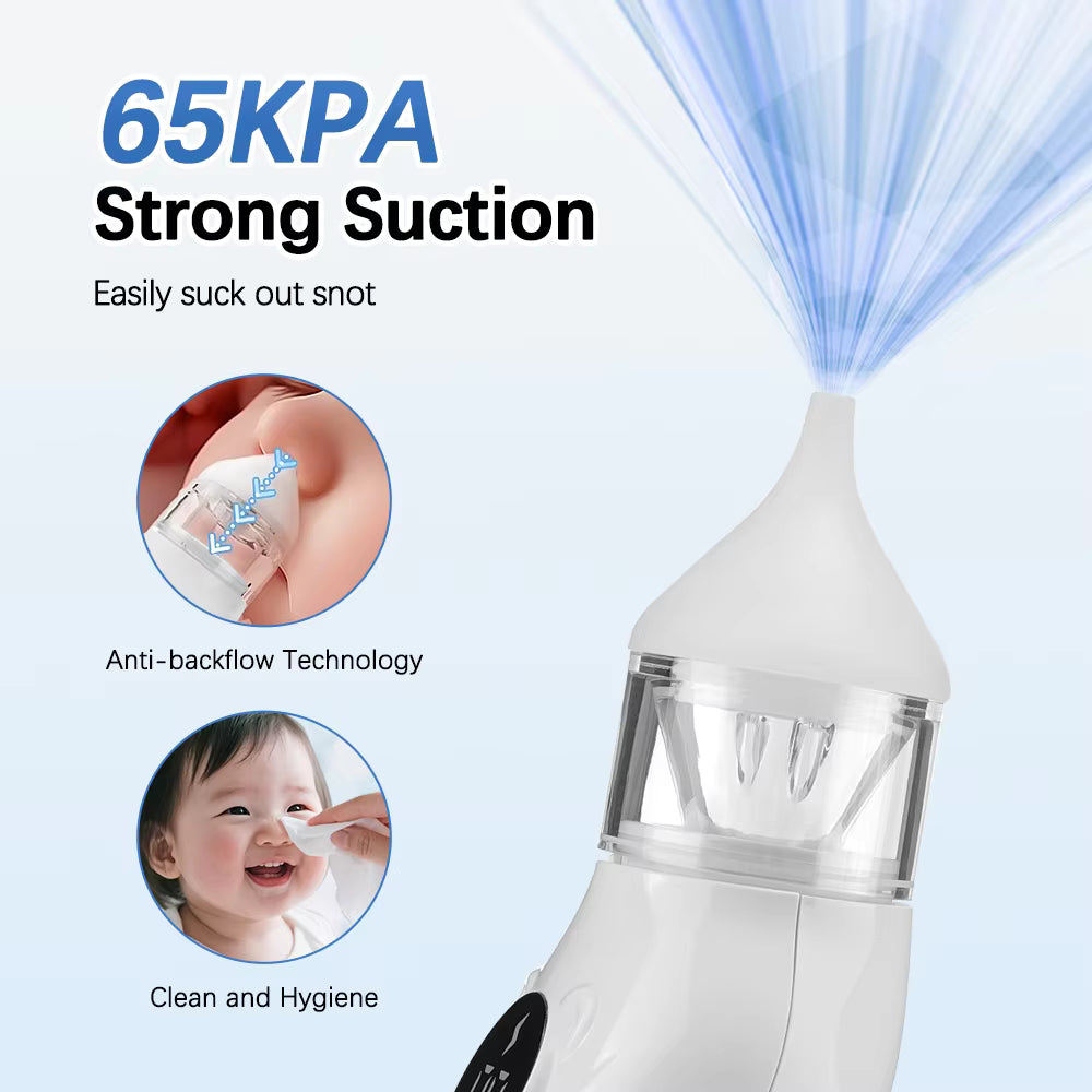 Aspirador Nasal Elétrico para Bebés – Sucção Ajustável em 9 Níveis – Limpa Nariz Recarregável para Recém-Nascidos com Pontas de Silicone de Grau Alimentar