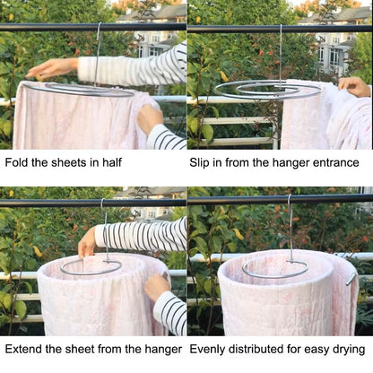 Colgador de sábanas redondo en espiral – Tendedero de acero inoxidable que ahorra espacio para edredones, mantas y ropa de cama grande (Almacenamiento doméstico giratorio)
