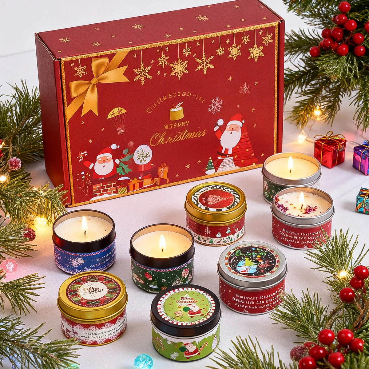 Juego de regalo de velas aromáticas navideñas – Paquete de 6 de aromaterapia festiva
