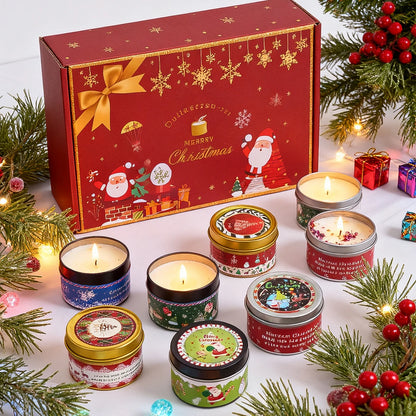 Juego de regalo de velas aromáticas navideñas – Paquete de 6 de aromaterapia festiva