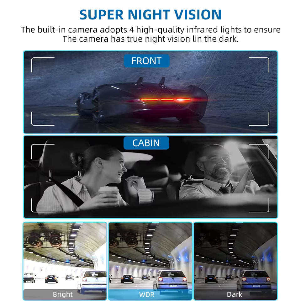 E-ACE Câmara de Tablier de Carro de 4 Canais 360° – Gravador de Vídeo de Lente Quádrupla 1080P – Câmara de Tablier Tudo-em-Um Dianteira, Esquerda, Direita e Traseira