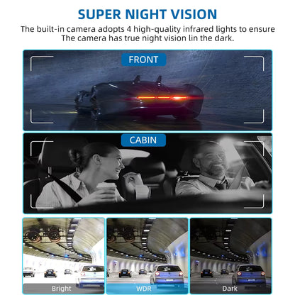 E-ACE Câmara de Tablier de Carro de 4 Canais 360° – Gravador de Vídeo de Lente Quádrupla 1080P – Câmara de Tablier Tudo-em-Um Dianteira, Esquerda, Direita e Traseira
