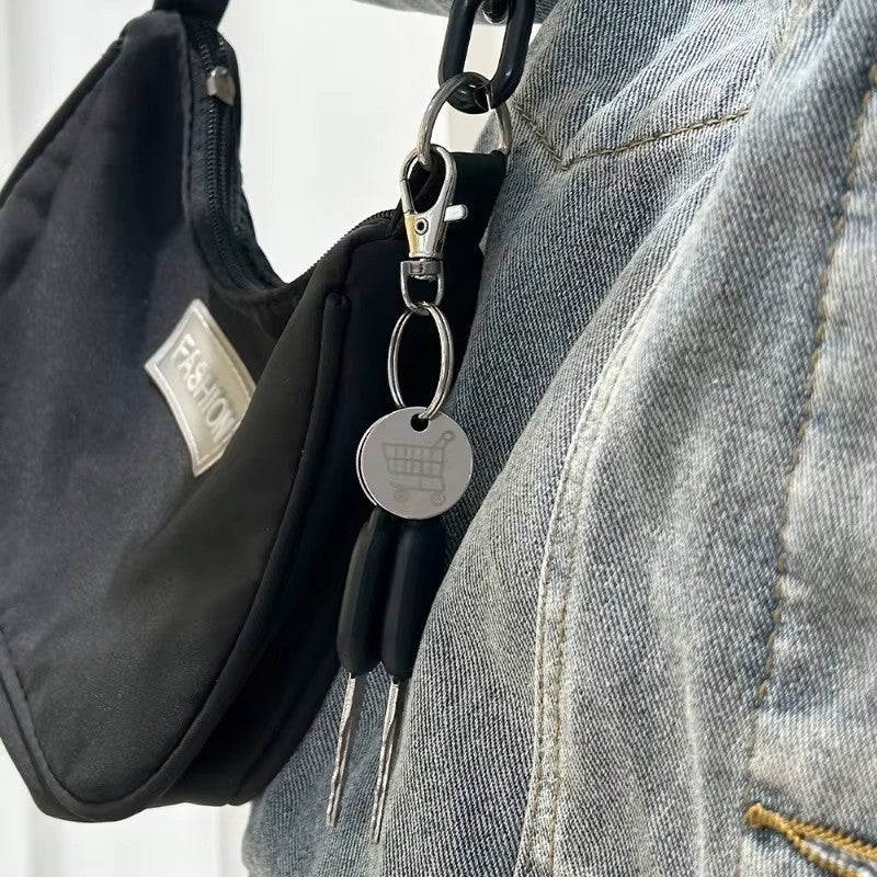 Universal Stainless Steel Trolley Token Keychain - Reusable Cart Coin