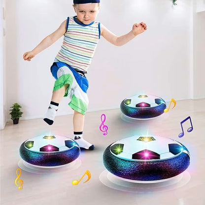 Brinquedo Bola de Futebol Flutuante LED para Crianças – Futebol Aéreo Flutuante para Interior e Exterior com Para-choques de Espuma Protetora – Desporto Interativo Iluminado para Meninos e Meninas