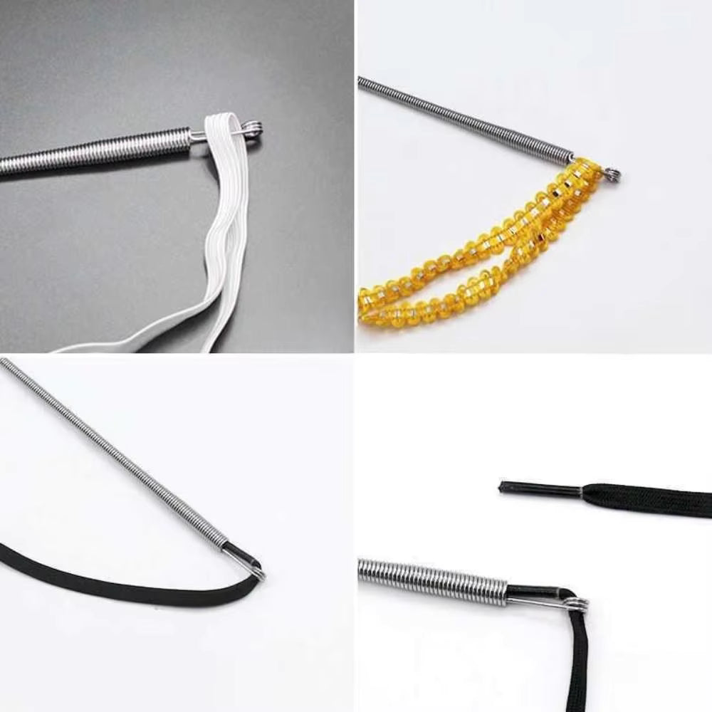 Ferramenta Passa-Fios para Cordões em Aço Inoxidável – Guia Multiúso para Atacadores e Elásticos