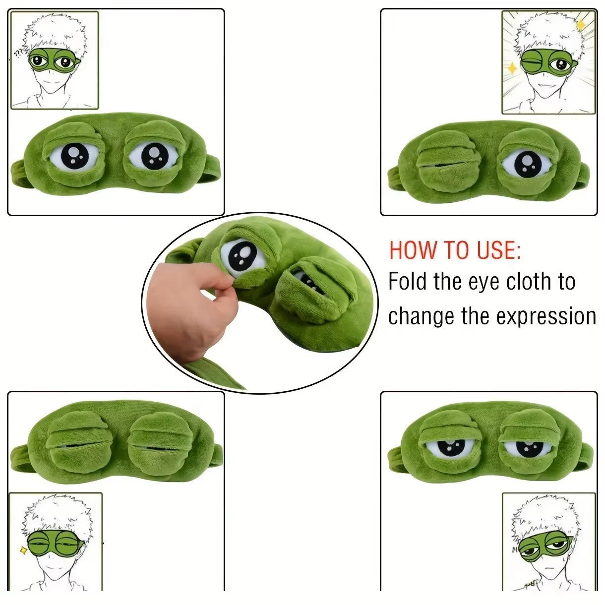 Máscara de Sapo 3D para Dormir – Viseira Suave para Olhos Naturais