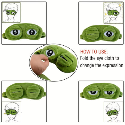 Máscara de Sapo 3D para Dormir – Viseira Suave para Olhos Naturais