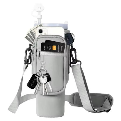 Bolsa Porta-Garrafa de Água com Alça de Ombro Ajustável – Bolsa Suporte de Garrafa de Água Isolada para Garrafas de 500ml-1500ml, Viagem e Ginásio
