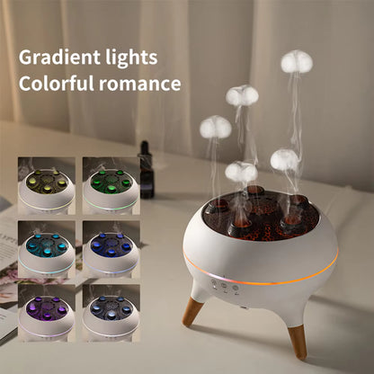 Humidificador de Ar e Difusor de Aroma Medusa Cinética – Criador de Névoa com Anel de Fumo Dinâmico – Luz Ambiente LED com Gradiente de 7 Cores