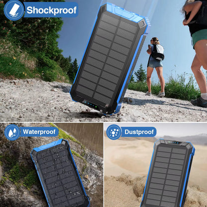 Solar Power Bank 200,000mAh – Wireless Fast Charging Portable Charger with Built-in 4 Cables