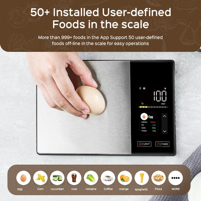 Balança de Cozinha Smart Nutrition – Balança Alimentar em Aço Inoxidável com Aplicação