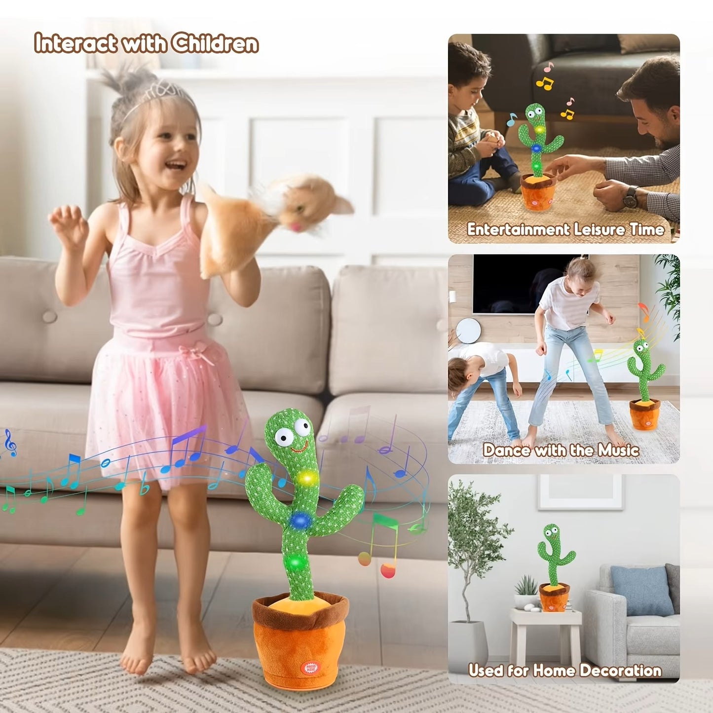 Cactus Bailarín Repite lo que dices – Peluche Electrónico que Canta y Habla