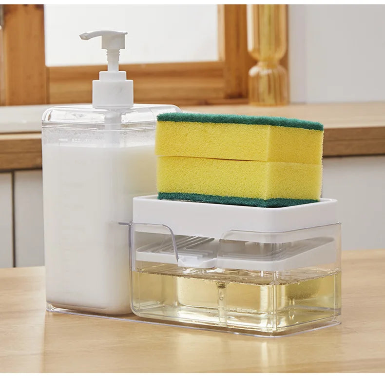 Kitchen Soap Dispenser with Sponge Holder