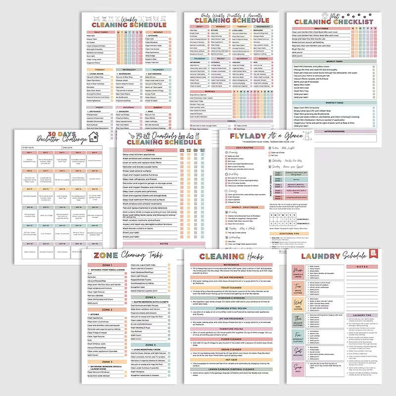 Caderno de Espiral Planeador de Limpeza TDAH – Organizador de Tarefas Diárias e Ferramenta de Gestão de Tarefas para Adultos