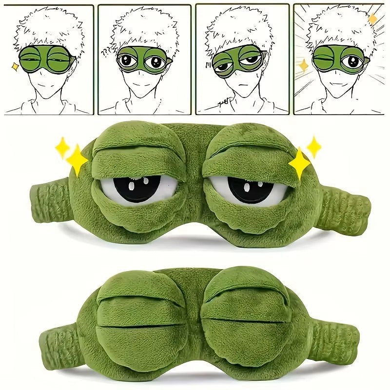 Máscara de Sapo 3D para Dormir – Viseira Suave para Olhos Naturais