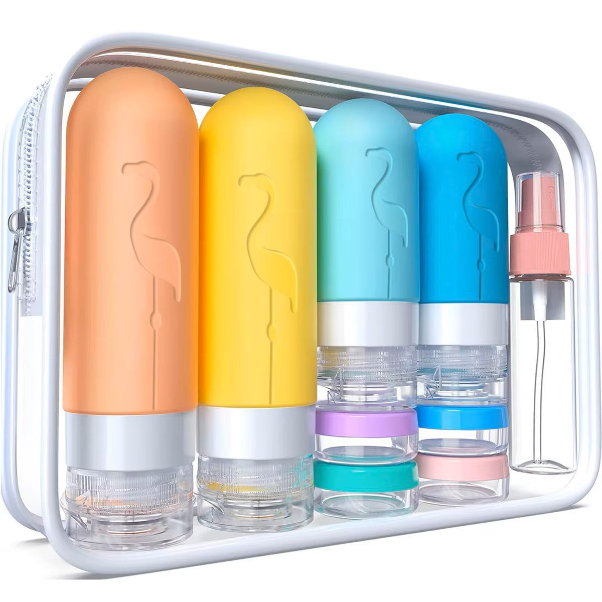 17-Pcs. Leakproof Travel Bottle Set, Silicone Containers for Shampoo, Lotion, & Soap with Storage Bag