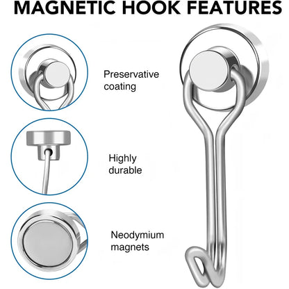 Ganchos Magnéticos de Serviço Pesado (16mm / 20mm, Neodímio, Tração Forte)