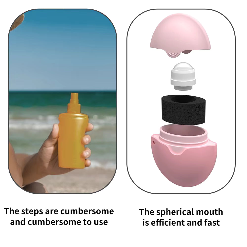 Aplicador de Protetor Solar em Silicone com Rolo - Frasco de Viagem Recarregável com Esponja Roll-On para Crianças e Adultos