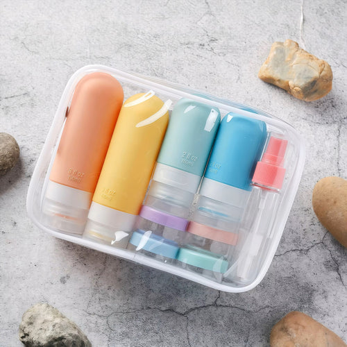 17-Pcs. Leakproof Travel Bottle Set, Silicone Containers for Shampoo, Lotion, & Soap with Storage Bag