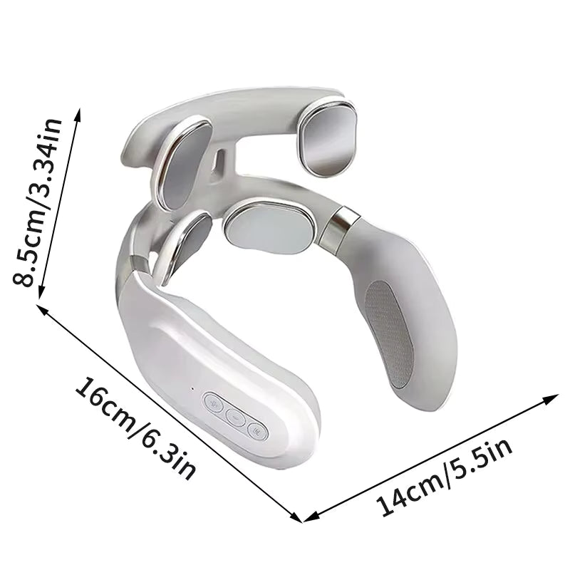 Massajador Inteligente de Pescoço de 4 Cabeças – Relaxador de Tecidos Profundos da Vértebra Cervical – Massajador 4D com Compressão Quente e Vibração com Luz Respiratória