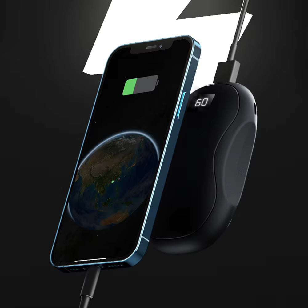 Aquecedor de Mãos Portátil 2 em 1 e Power Bank de 3500mAh – Aquecimento Ajustável de 3 Níveis, Ecrã Digital, Proteção Contra Sobre-aquecimento – Aquecedor de Bolso Compacto para Atividades ao Ar Livre