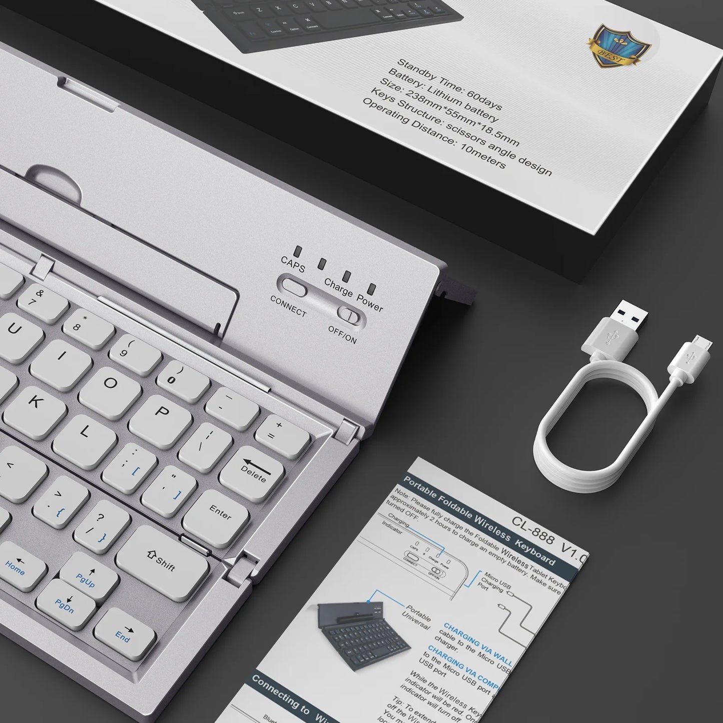 Teclado Bluetooth inalámbrico plegable ultrafino