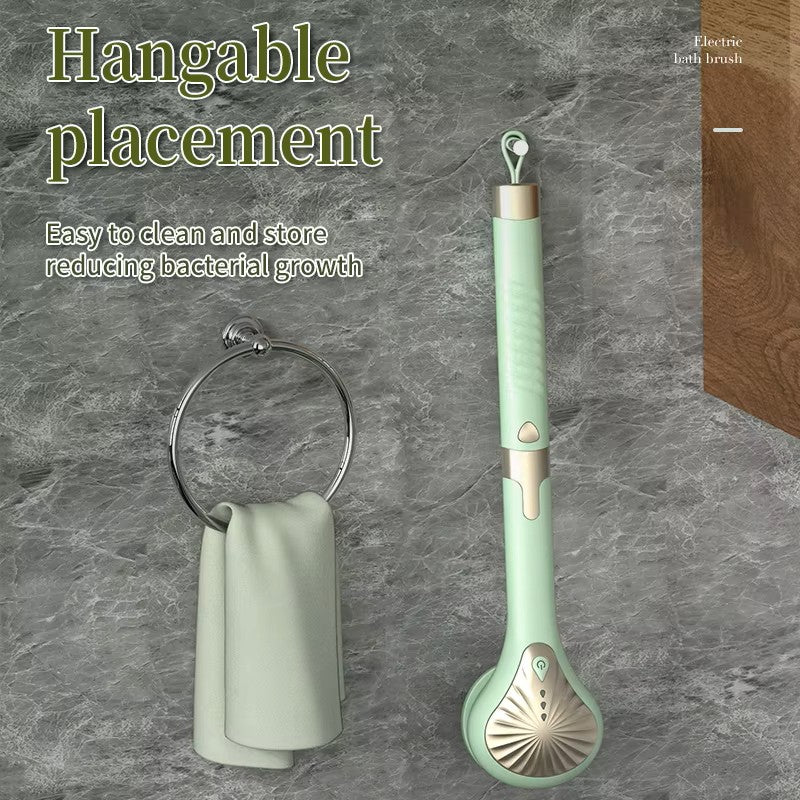 6-in-1 Electric Silicone Bath Brush – Long Handle Rotating Shower Massager