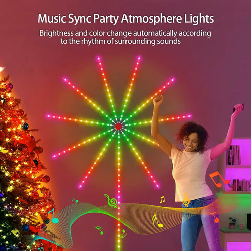Fita de LED RGBIC Fogo de Artifício – Bluetooth + Controlo por Aplicação Luz Néon