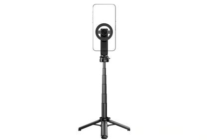Pau de Selfie Magnético Mini 4 em 1 com Tripé – Suporte de Telemóvel Rotativo 360° Compatível com MagSafe e Controlo Remoto Bluetooth