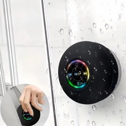 Mini Coluna Bluetooth Impermeável para Duche – Subwoofer com Ventosa e Microfone Mãos-Livres para Casa de Banho, Piscina, Carro e Exterior