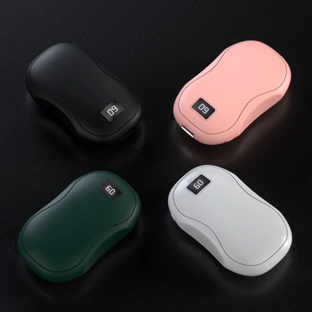 Aquecedor de Mãos Portátil 2 em 1 e Power Bank de 3500mAh – Aquecimento Ajustável de 3 Níveis, Ecrã Digital, Proteção Contra Sobre-aquecimento – Aquecedor de Bolso Compacto para Atividades ao Ar Livre