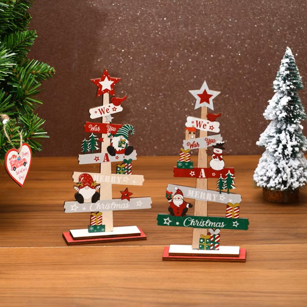 Ornamento de Mesa Árvore de Natal em Madeira – Decoração de Mesa de Férias