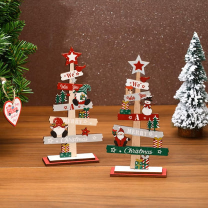 Ornamento de Mesa Árvore de Natal em Madeira – Decoração de Mesa de Férias