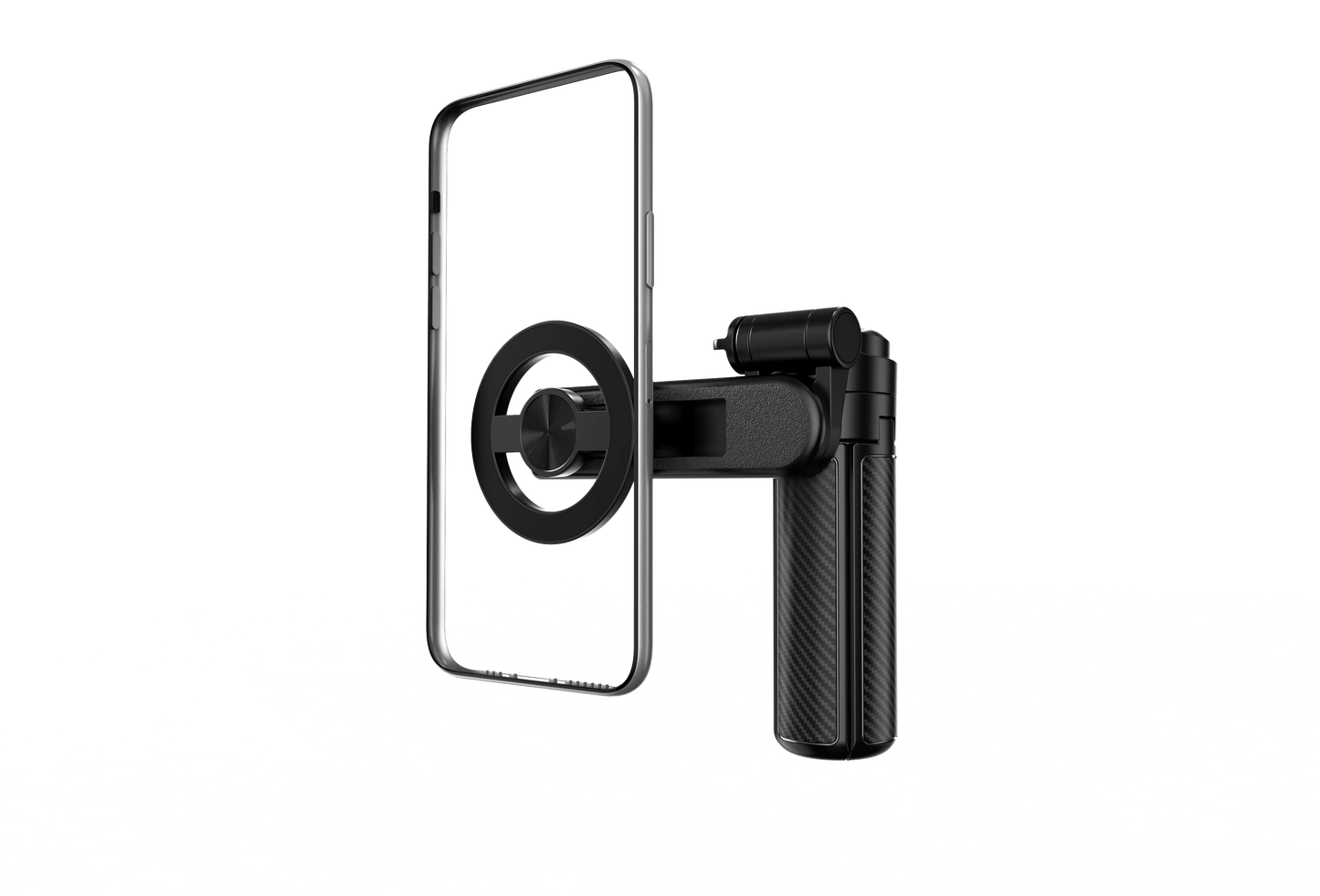Pau de Selfie Magnético Mini 4 em 1 com Tripé – Suporte de Telemóvel Rotativo 360° Compatível com MagSafe e Controlo Remoto Bluetooth