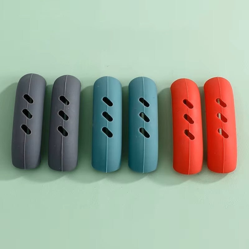 Fundas de silicona resistentes al calor para asas de olla – Agarraderas antideslizantes con aislamiento térmico para cacerolas, vaporeras y sartenes