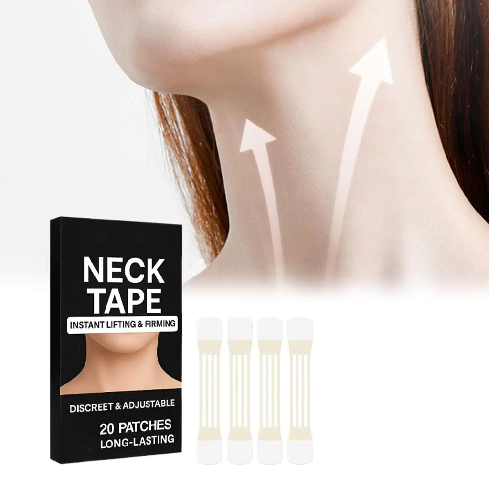 20 Adesivos Invisíveis de Lifting para o Pescoço - Adesivos Elásticos À Prova de Água para Remover Rugas do Pescoço, para Aperto Instantâneo do Queixo e Firmeza da Pele