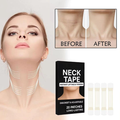 20 Adesivos Invisíveis de Lifting para o Pescoço - Adesivos Elásticos À Prova de Água para Remover Rugas do Pescoço, para Aperto Instantâneo do Queixo e Firmeza da Pele
