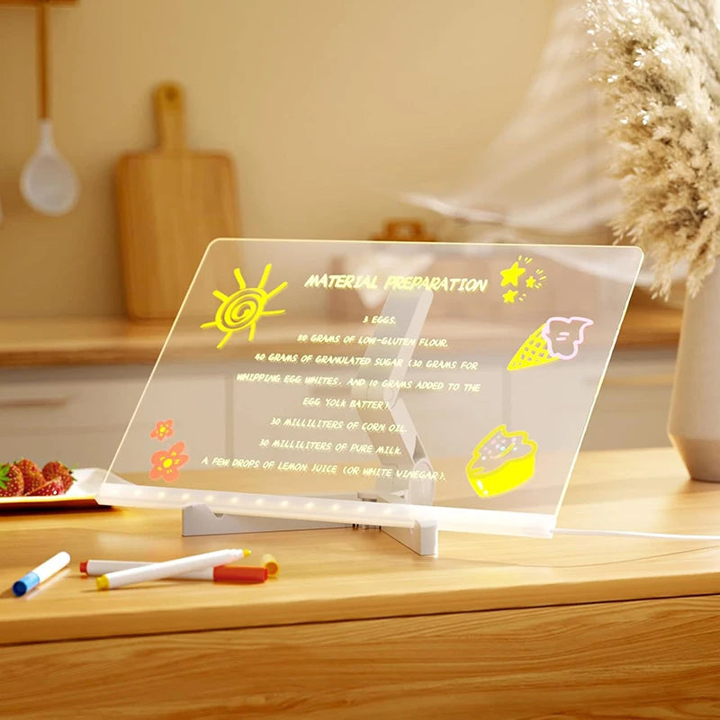 Candeeiro de Mesa com Quadro de Mensagens em Acrílico (USB, Apagável)