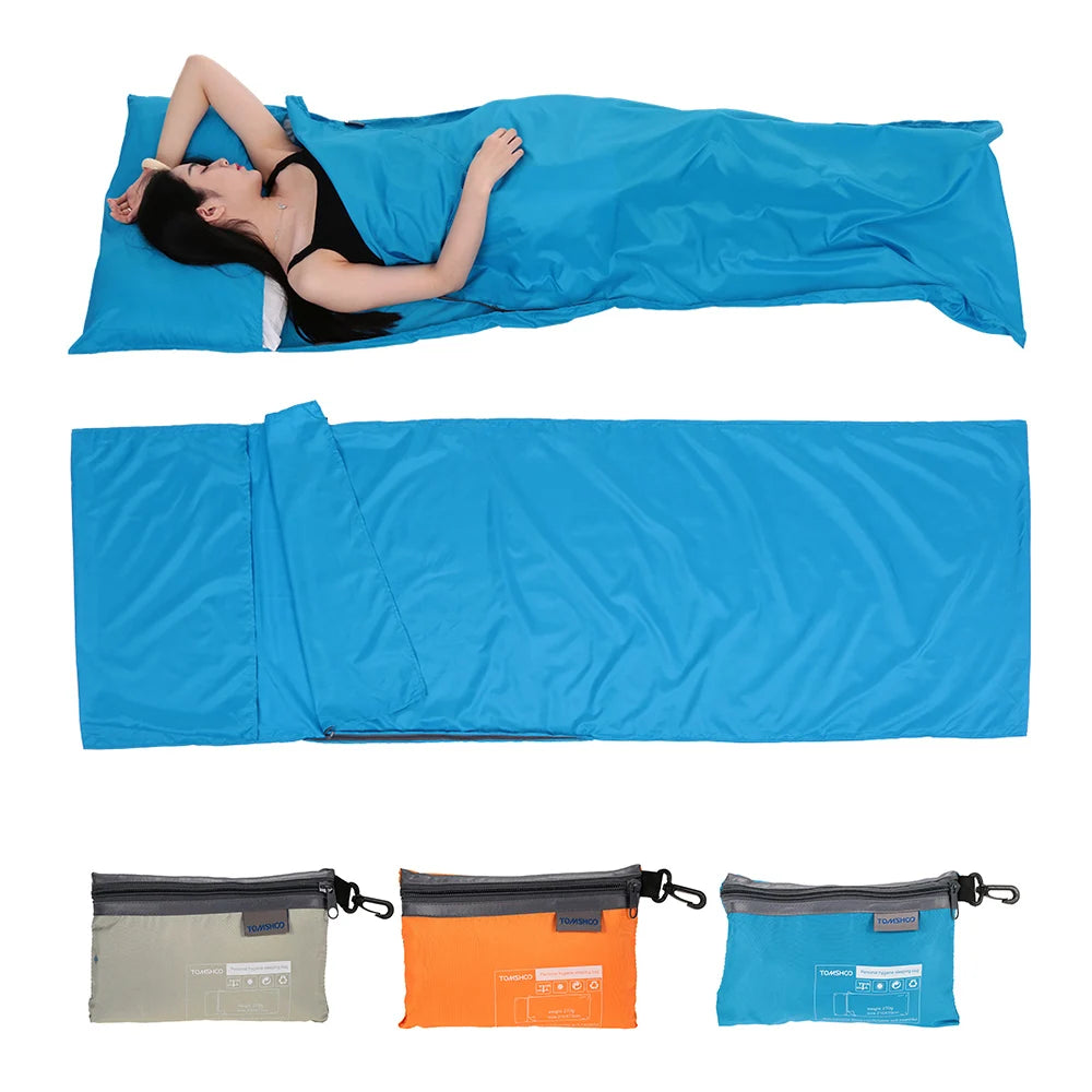Forro de Saco Cama Portátil com Fronha para Viagens e Campismo