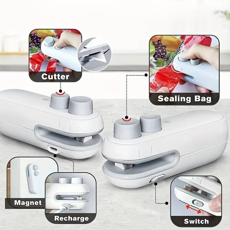 Mini Sellador de Calor Portátil Sellador Recargable para Bolsas de Al Alimentos